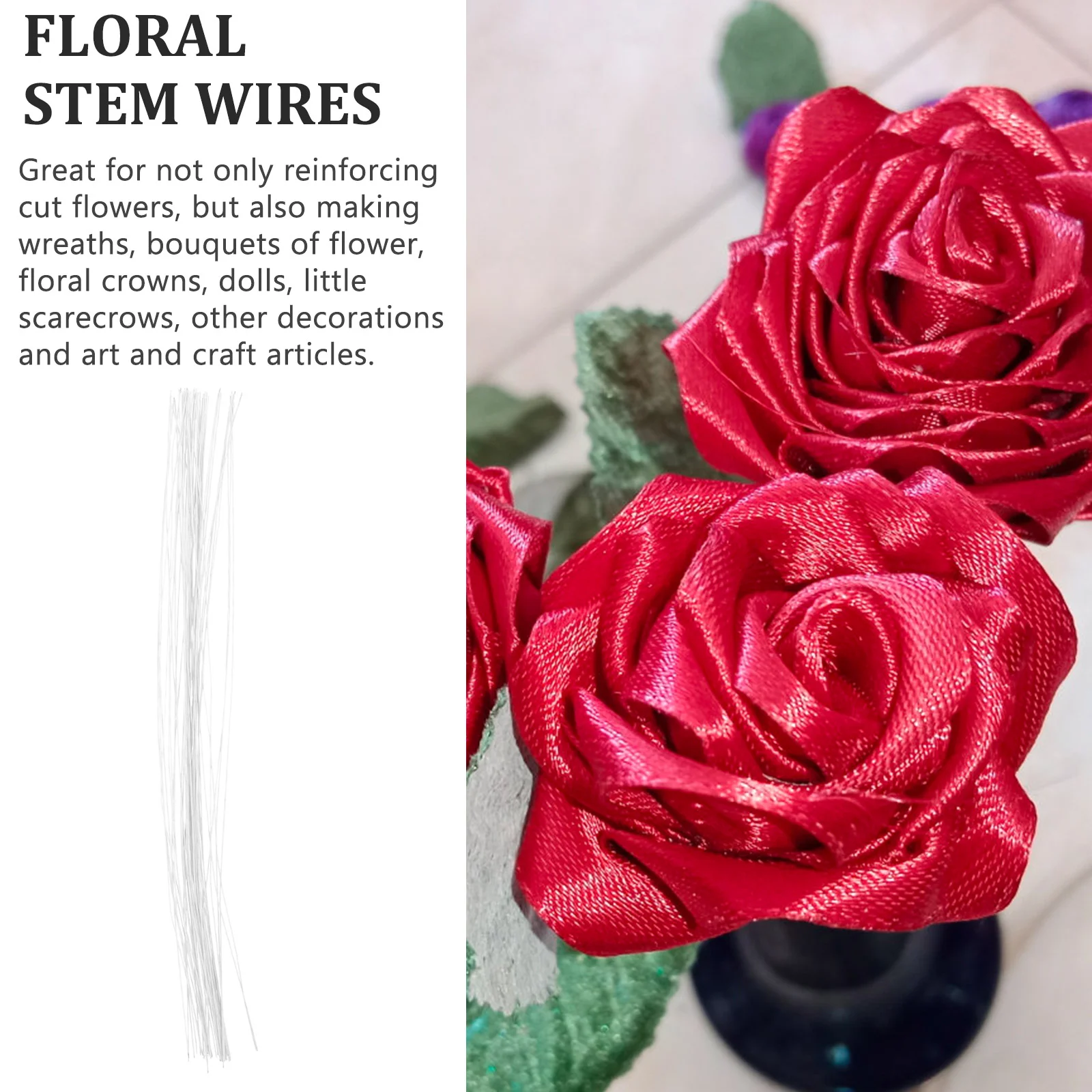 50pcs Gauge White Floral Stem Wire Iron Wire Artificial Flower Arrangement Wrapping Strip For Wedding Party DIY Flower Craft