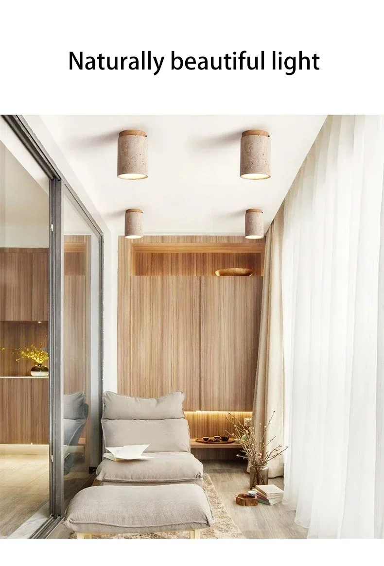 Japanese Wabi Sabi Style Yellow Cave Stone Ceiling Light Designer Retro Creative Entrance Hallway Foyer Balcony LED