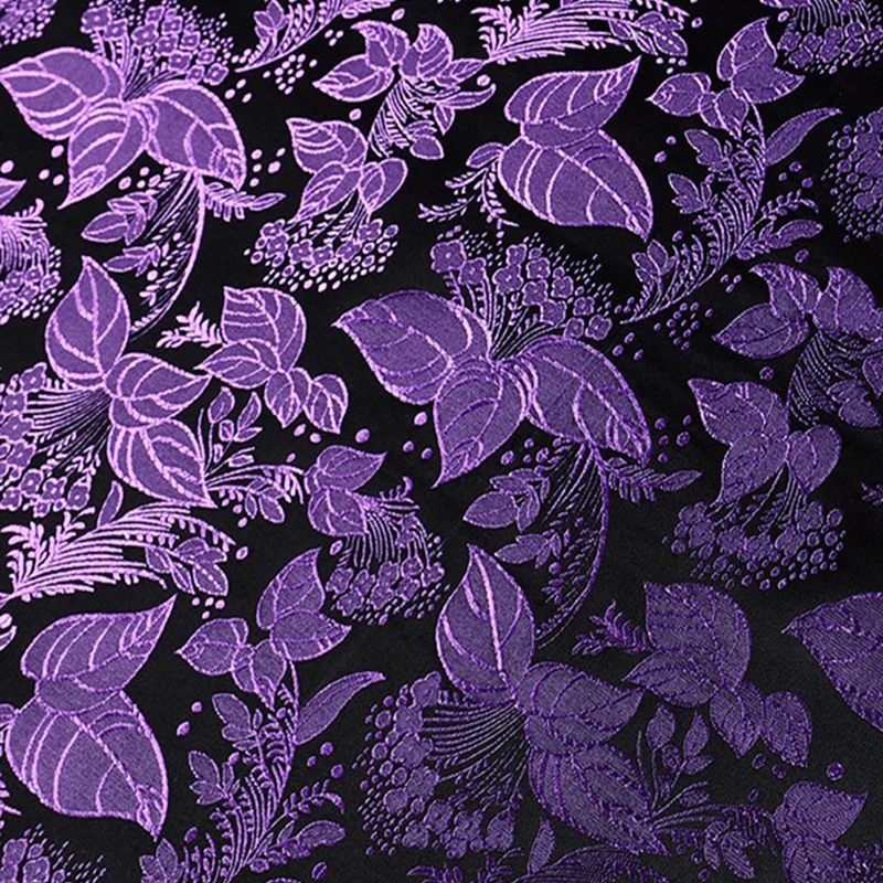 Good  Purple Brocade Fabric Floral Embroidery Jacquard Fabric Sewing Material Diy Women Cheongsam Clothing Wide 115cm