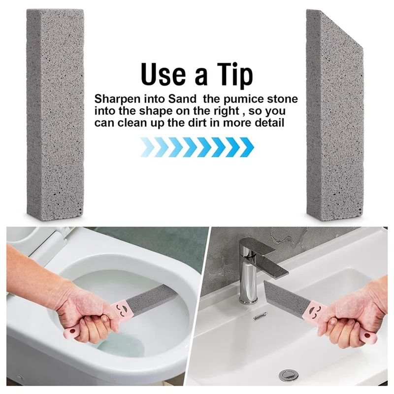 KYCOR-8-Pack Cleaning Pumice Stones With 2 Universal Handles, Grey Pumice Cleaner For Cleaning Toilets, Bathrooms, Kitchens