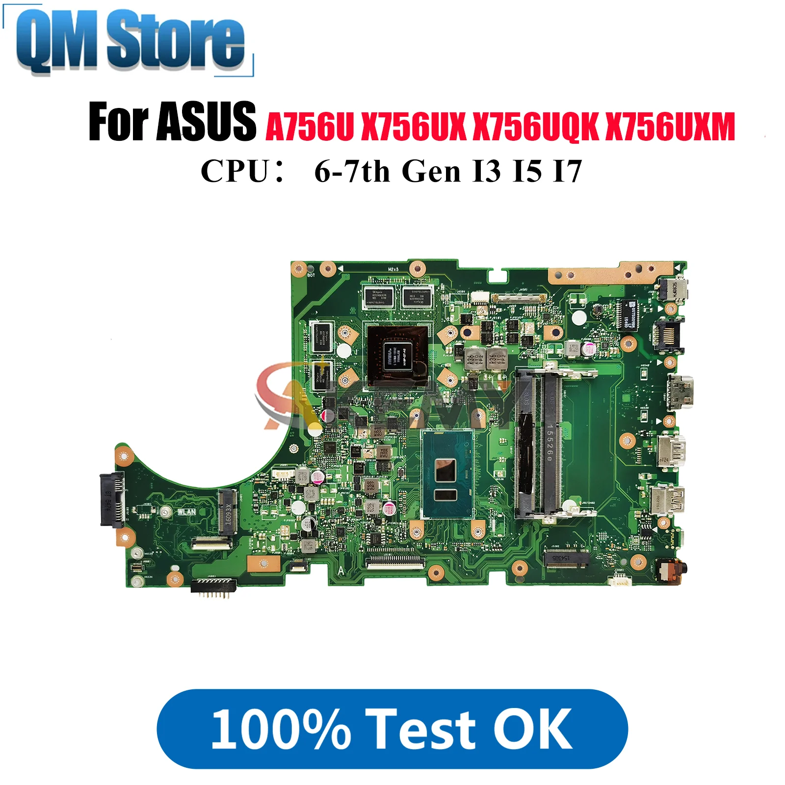 

X756UX Материнская плата для ноутбука ASUS X756UA X756UJ X756UAK X756UV X756UR X756U A756U X756UXM X756UQK X756UQ Материнская плата I3 I5 I7 CPU