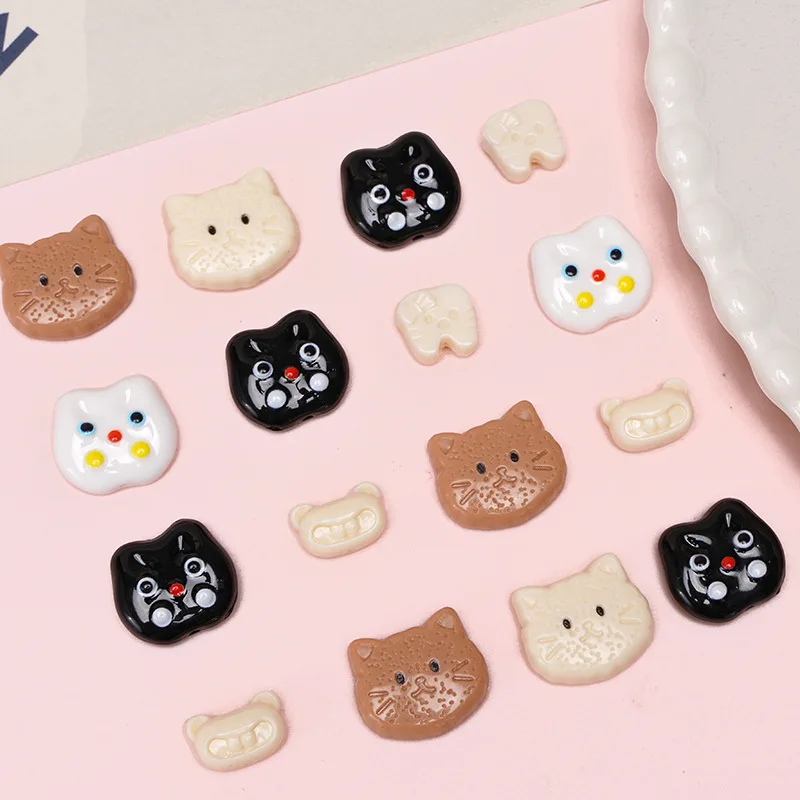 10pcs/lot Cute Cat Perforated Beads Acrylic Loose Beads Diy Handmade Jewelry Earrings Necklace Bracelet Accessories Charms