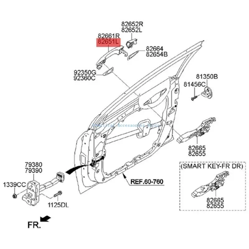 

U75E Automotive Accessories 82651C1110 82651-C1110 Left Front Outer Door Handle Repair Parts for 15-18 Exterior Door Handle