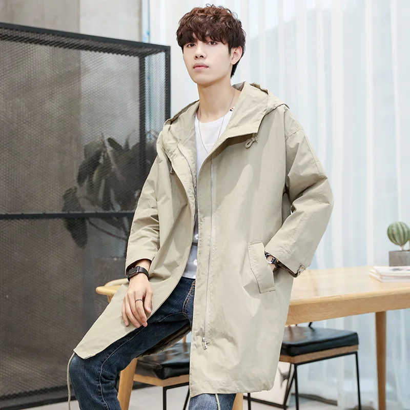 

Autumn New Men's Windbreaker Unisex Trendy Mid Length Trendy Large Fashion Loose Coat