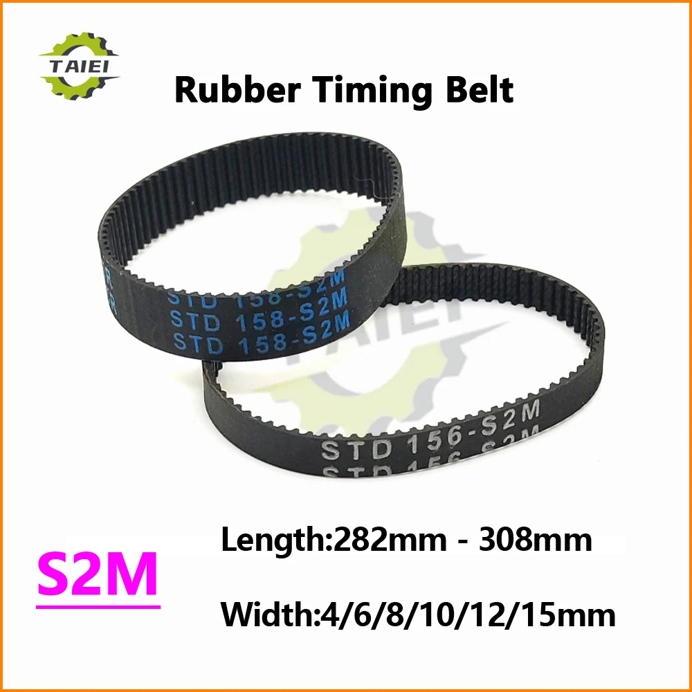 

S2M Rubber Synchronous Belt Length 282 284 286 288 290 292 294 296 298 300 302 304 306 308mm Width 4-15mm S2M Tooth Timing Belt