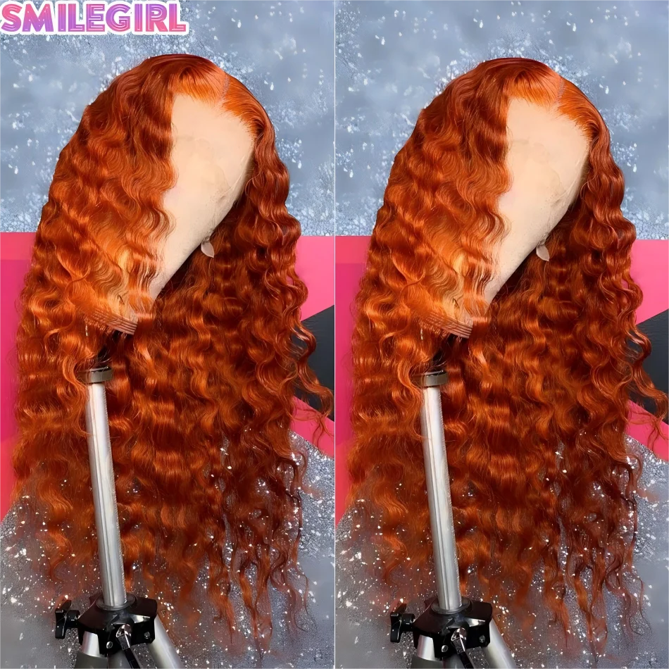 

Парик Ginger HD Lace 13x6 из натуральных волос, глубокая волна, кудрявый, с фронтальной шнуровкой, плотность 250%, цветной, 30 дюймов