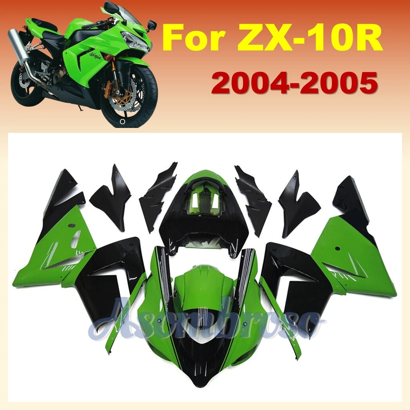 Bods set Rebuild Fairing kit fit for Ninja zx10r 2004 2005 ZX-10R ZX10R 10R ABS Injection Plastic Green black housing