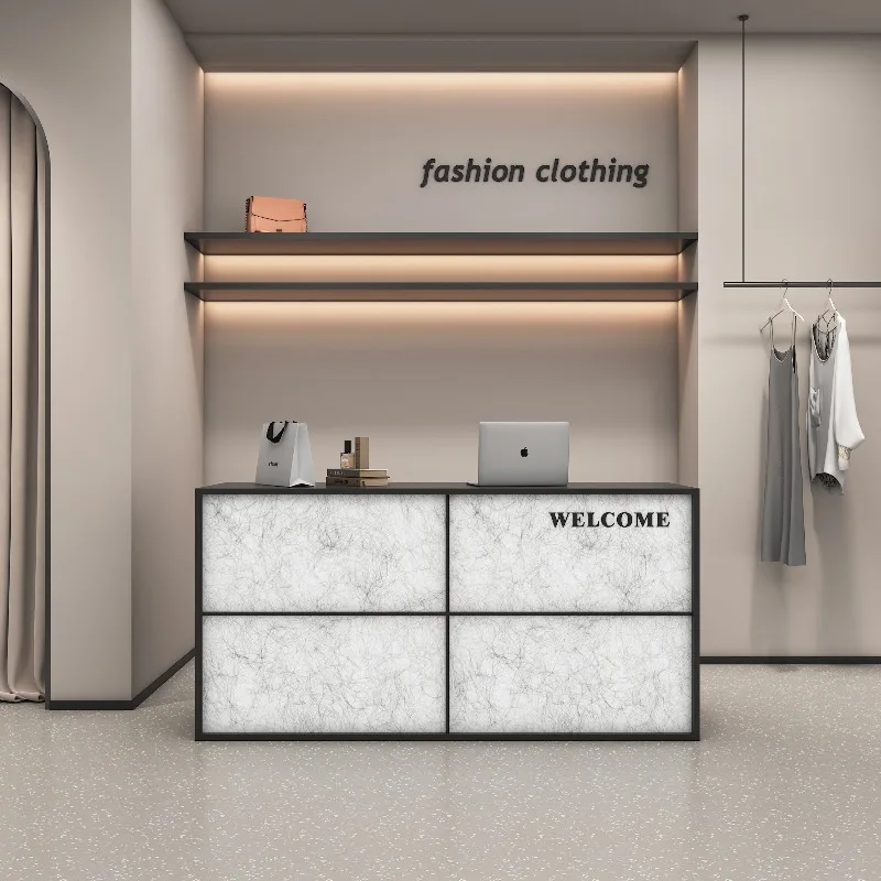 Vintage Luxury Reception Desk Nordic Modern Office Display Beauty Reception Desk Italian Salon Bancone Commercial Furniture