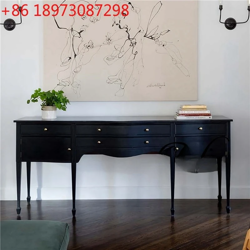 

Входной столик из цельного дерева во французском стиле ретро, светильник для гостиной в европейском стиле, роскошный приставной столик, шкаф