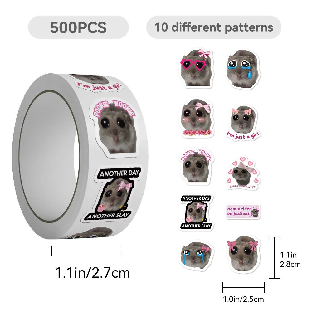 100-500pcs Ins Sad Hamster Cartoon Meme Sticker for Phone Laptop Suitcase DIY Decorative Waterproof Decals Toy DIY Materials