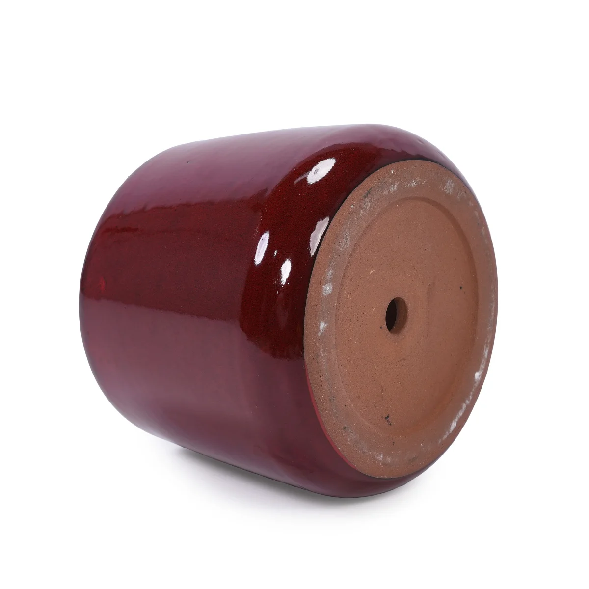 Handmade Ceramic Flower Pot Set of 4, 7/9/11/14 Inch Diameter, Deep Red Speckled Glaze for All Flowers, Indoor/Outdoor Use on Windowsill & Bookshelf, Breathable Clay    RR