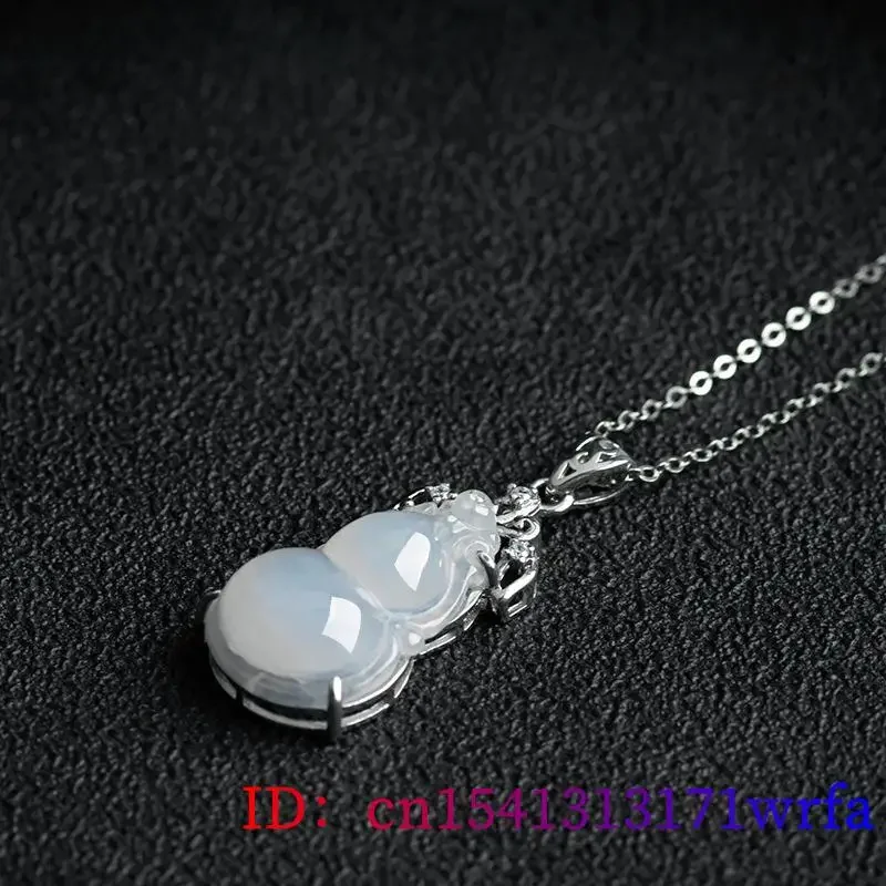 Burmese Jade Gourd Pendant Jewelry Men Real Gemstones Necklace Man White Emerald 925 Silver Charm Talismans Jadeite Natural