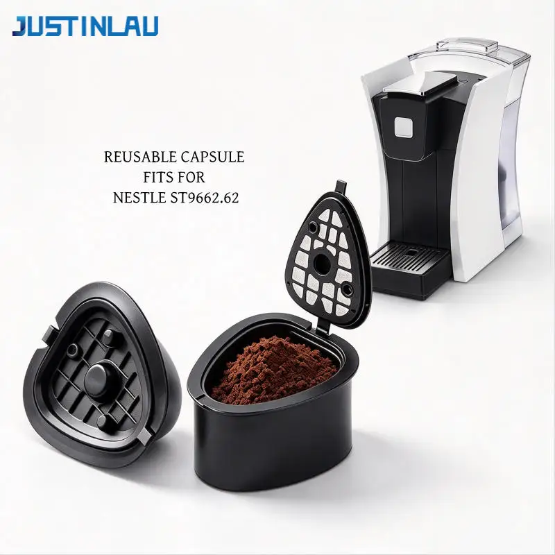 JUSTINLAU Coffee and Tea Reusable Capsules Filter Refillable PP with 304 Stainless Steel Mesh for Nestle ST9662.62 Coffee Maker