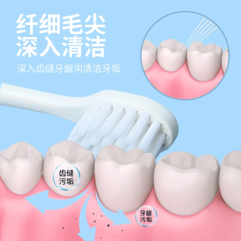 6 high-end adult round-hole soft-bristle toothbrushes, family pack, removable