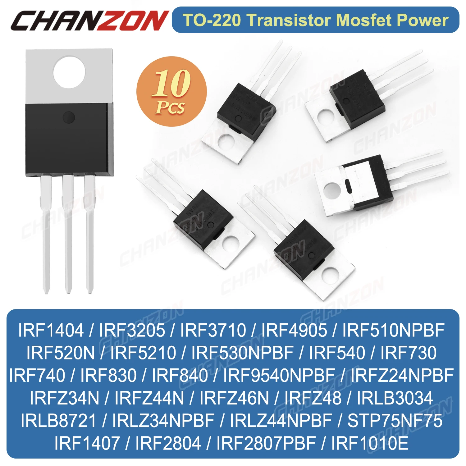 Transistor Mosfet de puissance TO-220 Fet Irf3205 Ir202.44N Irf740 Irf520N Irf540 Irf4905 Irf840 Irlb8721 Irf1404 Irlb3034 Irfouvriers Irf1404