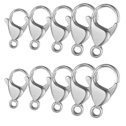 100pcs/lot Mirror Polished 304 Stainless Steel Lobster Clasp 9-15mm DIY Jewelry Connector Findings for Necklace Bracelet Making
