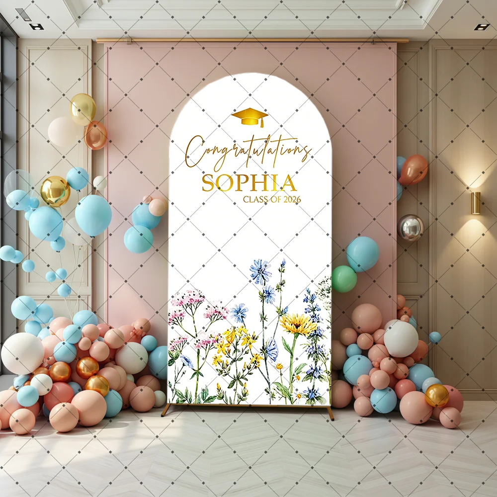 Arch Backdrop Fresh Elegant Graduation Season Bachelor's Hat Celebration Party Decor Studio Photography Background