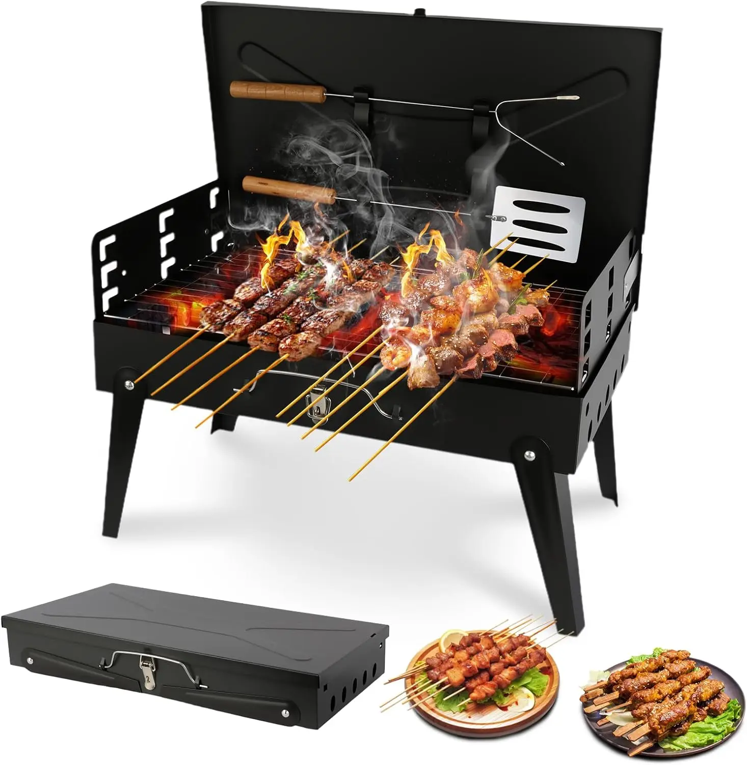 

Foldable Charcoal Grill Kit - Portable BBQ for Camping, Picnic, Beach & Backyard