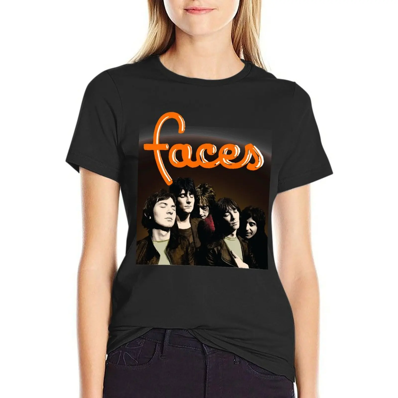 Faces T-Shirt tops anime cute tops Aesthetic clothing graphic t-shirts for Women