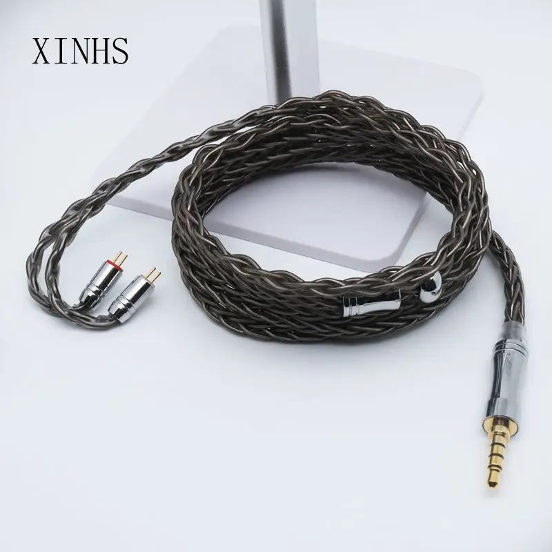 XINHS8-Cable de monitoreo para auriculares, dispositivo HiFi IEM enchapado en plata, compatible con MMCX/0,78, 2 pines, para Letshuoer S12, Core 7N OCC