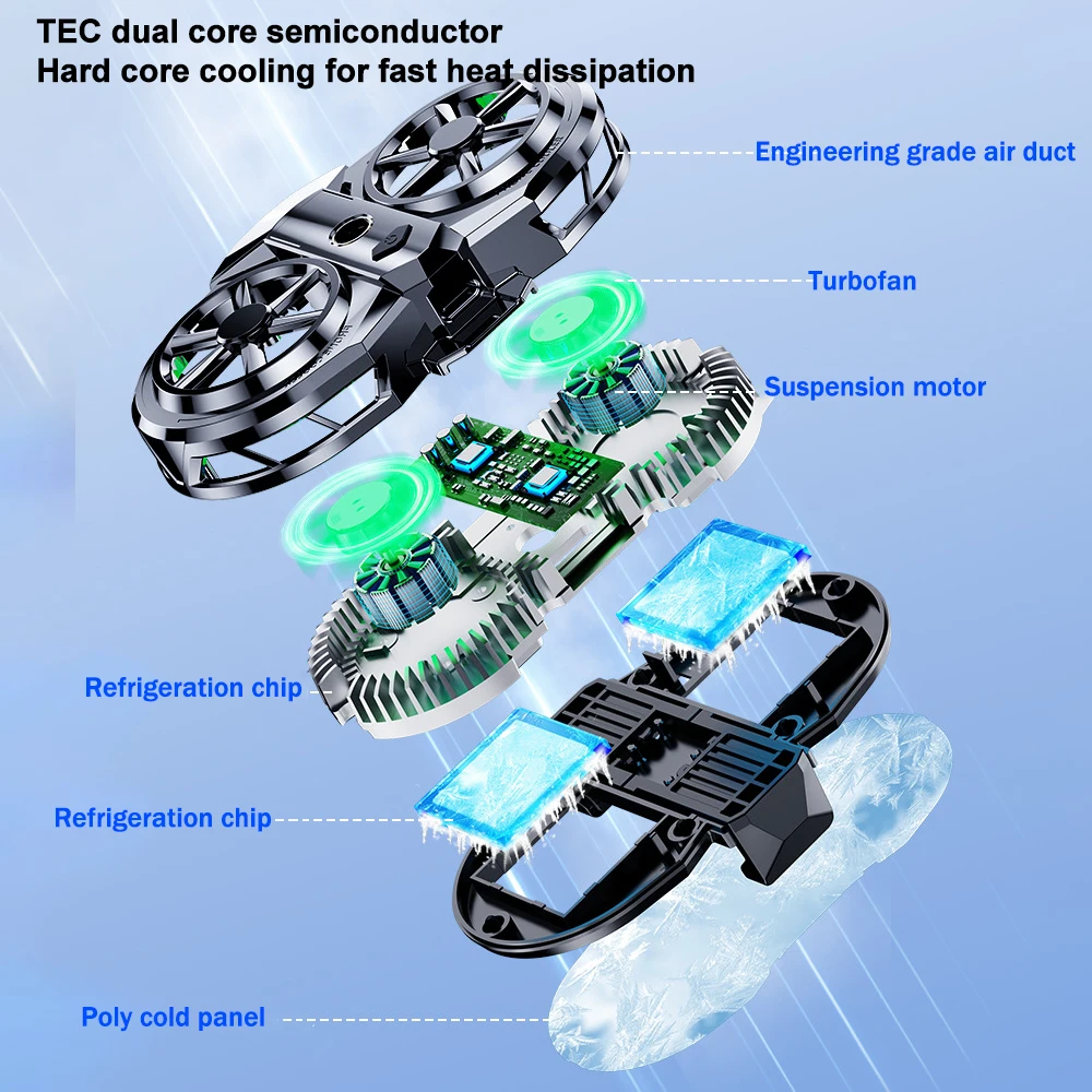 X117 Digital Display Mobile Phone Cooler Semiconductor Live Streaming Radiator for IOS Android 3 Gears Adjustable Cool Heat Sink