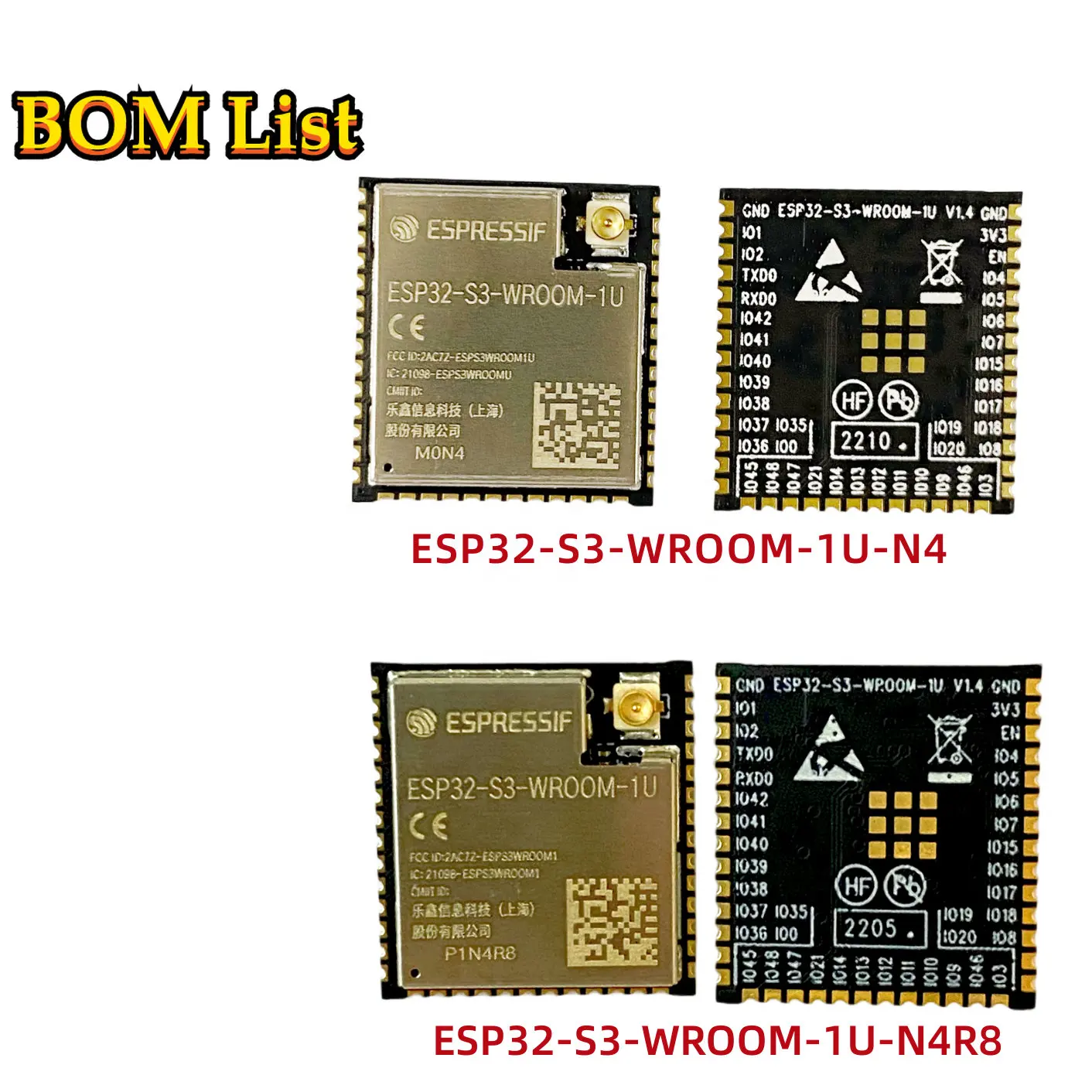 ESP32-S3-WROOM-1U 4MB 8MB 16MB ESP32-S3-WROOM-1U-N4 N4R2 N4R8 N8 N8R2 N8R8 N16 N16R8 N16R2 2.4GHz Wi-Fi และ BLE 5 โมดูล