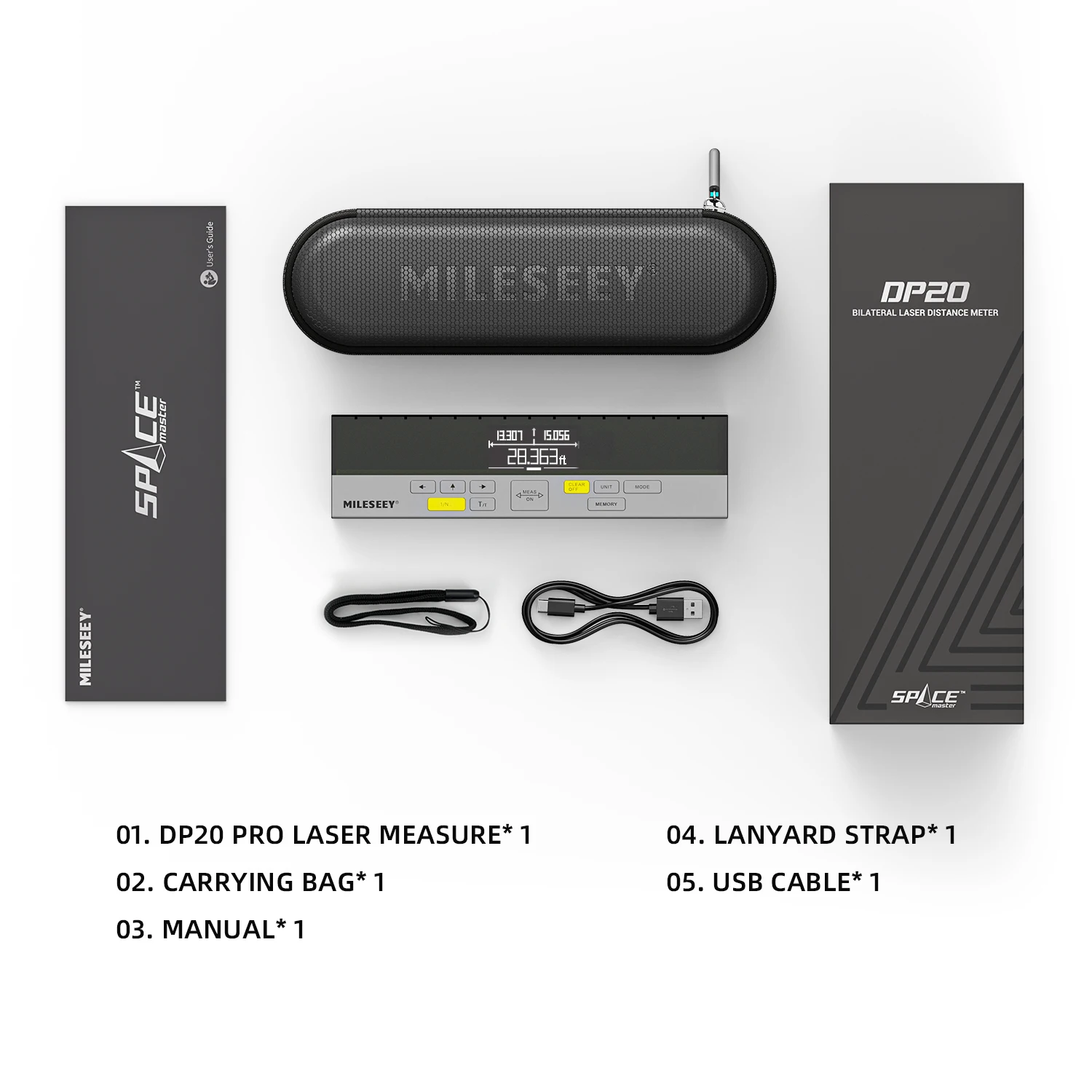 Imagem -06 - Medidor de Distância Bilateral do Laser de Mileseey Dp20 Fita Digital Multifunction de 120m com Ângulo e Marca Recarregável e Bluetooth