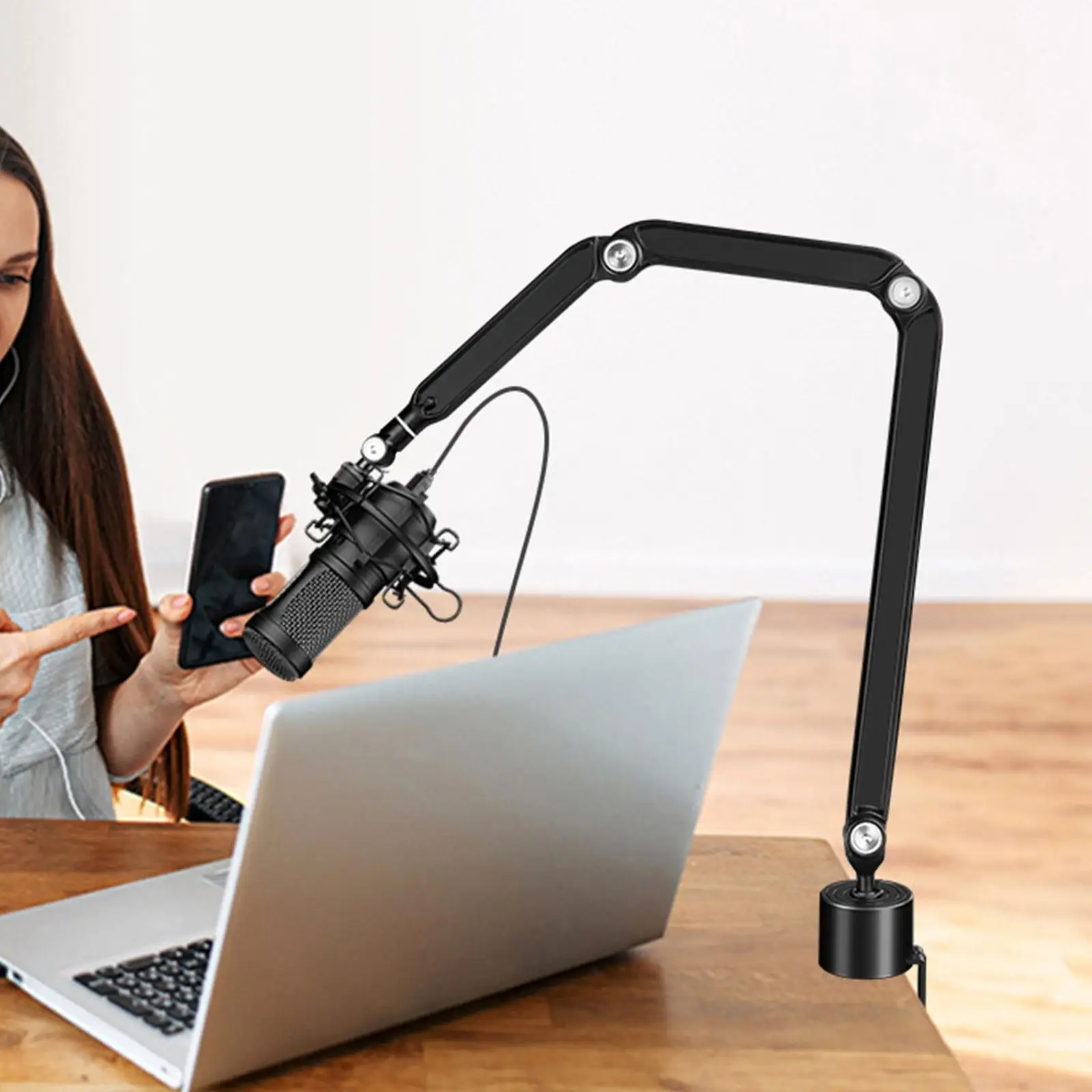 

Microphone Arm Stand Adjustable Sturdy Desk Stand for Studio Broadcasting