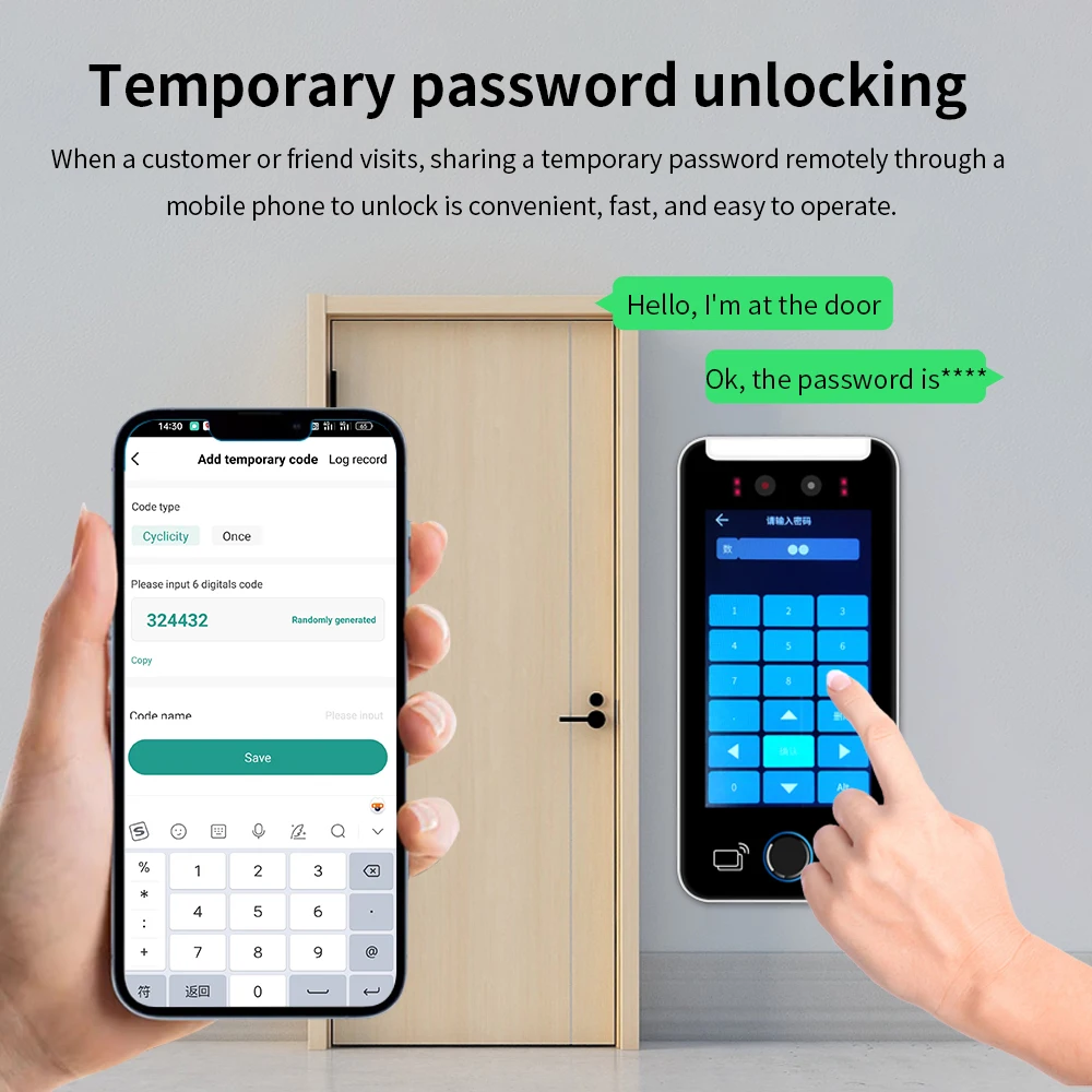Asia-Teco Face Recognition Access Control Time Attendance Machine 5Inch Touch Screen 5000 Users 125KHz ID Card Supports Tuya App
