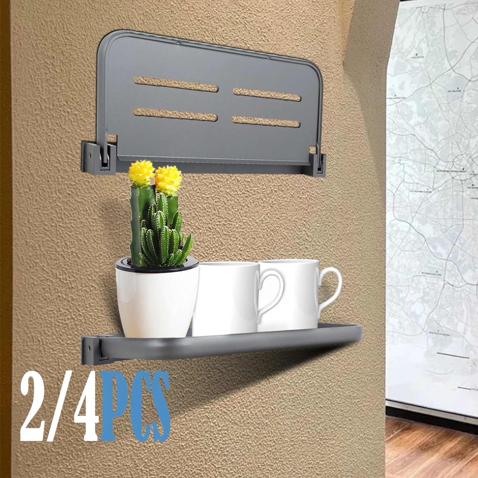 

2/4 Pcs Foldable Storage Racks Hidden Multifunctional Wall Mounted RV Rack Space Saving Easy to Install for Campervan/Bedroom