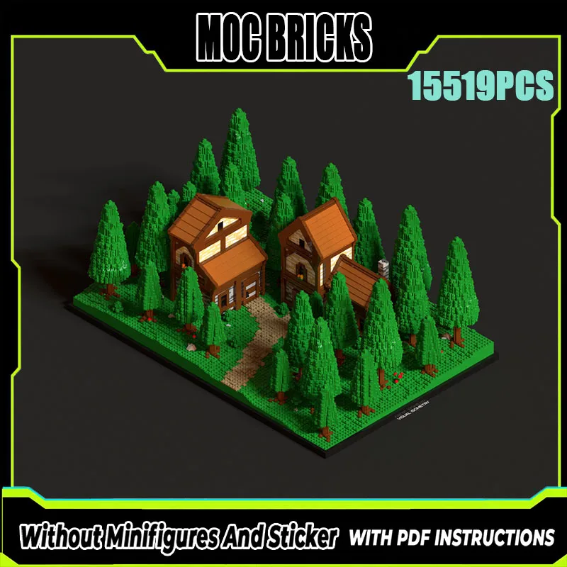 Exquisito nuevo producto, modelo de bloques de construcción MOC, villa forestal, casa de madera, tecnología, juguete modular para niños, conjunto de montaje DIY