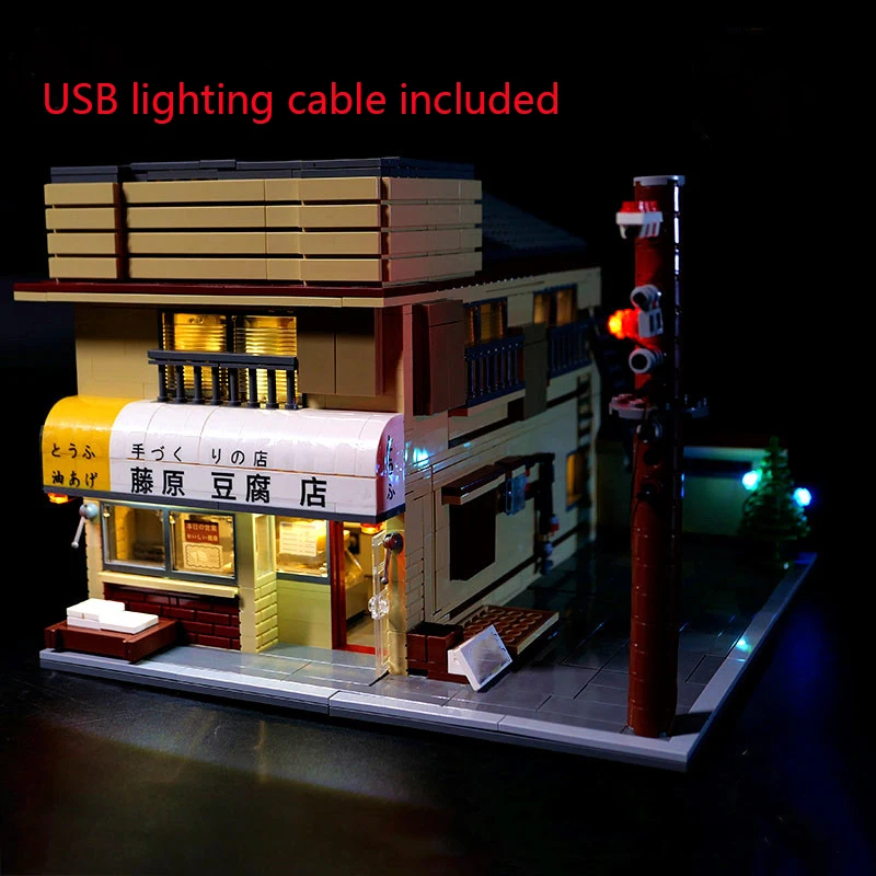 Cada 1908PCS High-Tech Japanese Initial D Tofu Shop Bricks Model Stree View Architecture House DIY Building Blocks Set Toys