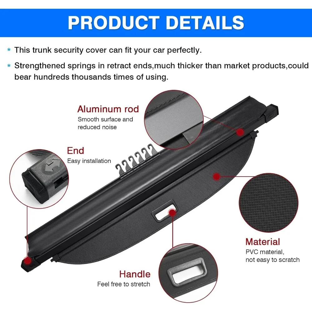 غطاء صندوق السيارة قابل للسحب لتضاريس تشيفي إكوينوكس/جي إم سي، حماية لأمتعة البضائع في جميع الأحوال الجوية