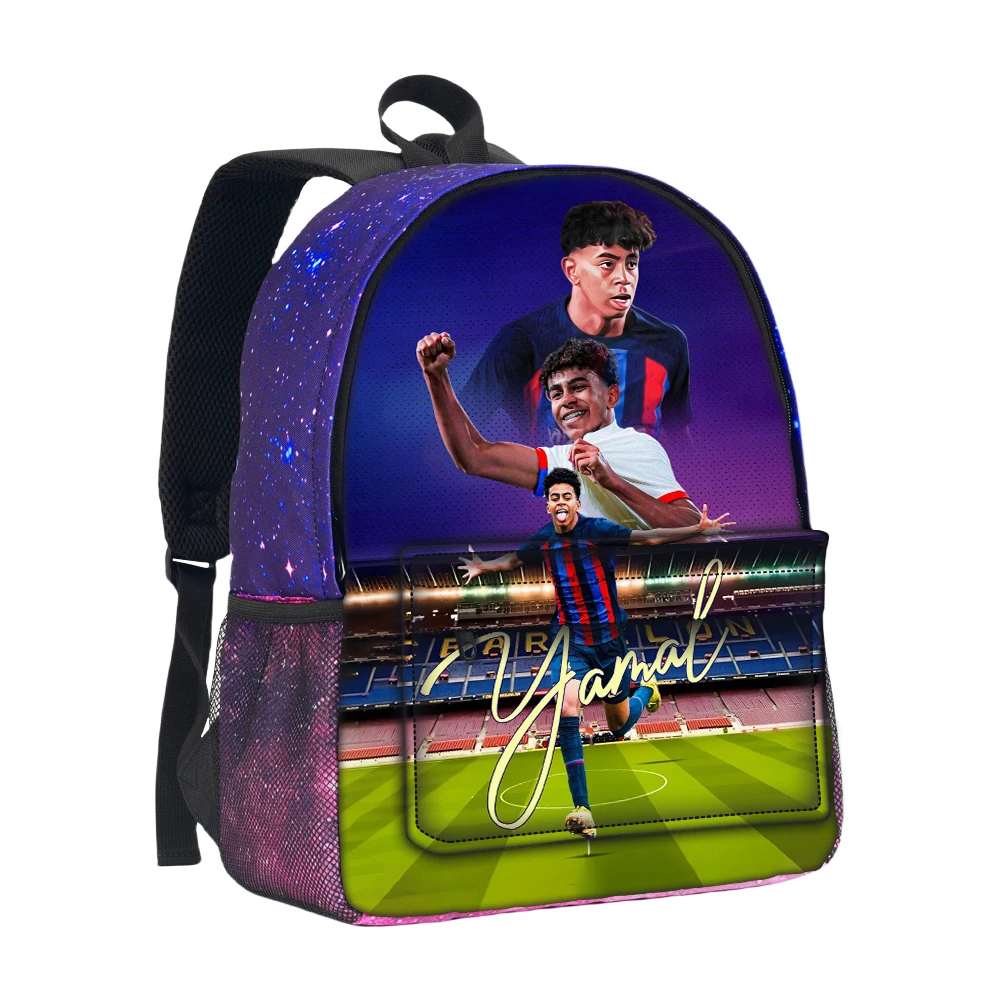 Boys Girls Backpack Knapsack Football Star Starry Sky Backpack School Bag L-Lamin Yamal Large Capacity Mochila Rucksack School view 2