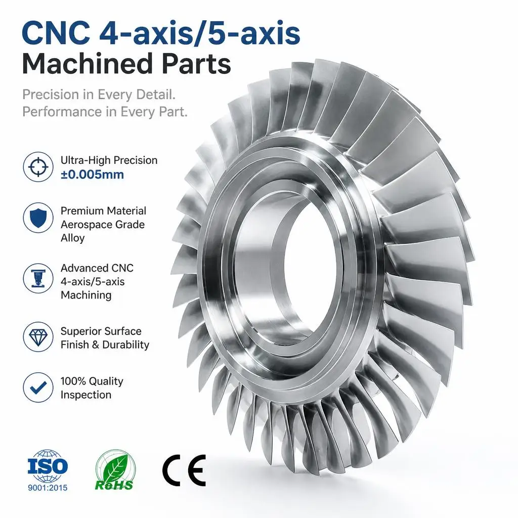 Custom 5-Axis CNC Machined Parts Aerospace Grade Metal Turbine Blade Impeller Compressor Disk CNC Machining Service