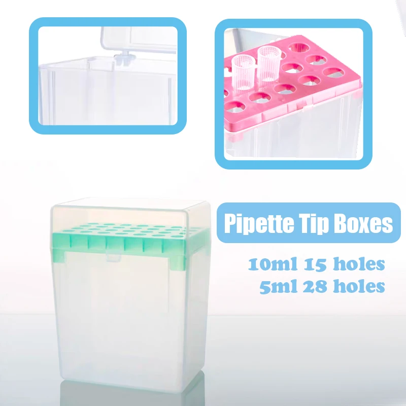 

10ml15holes/5ml 28holes For Dispensers Plastic Pipette Tips box PP Pipette Tip Boxes Pipette Storage