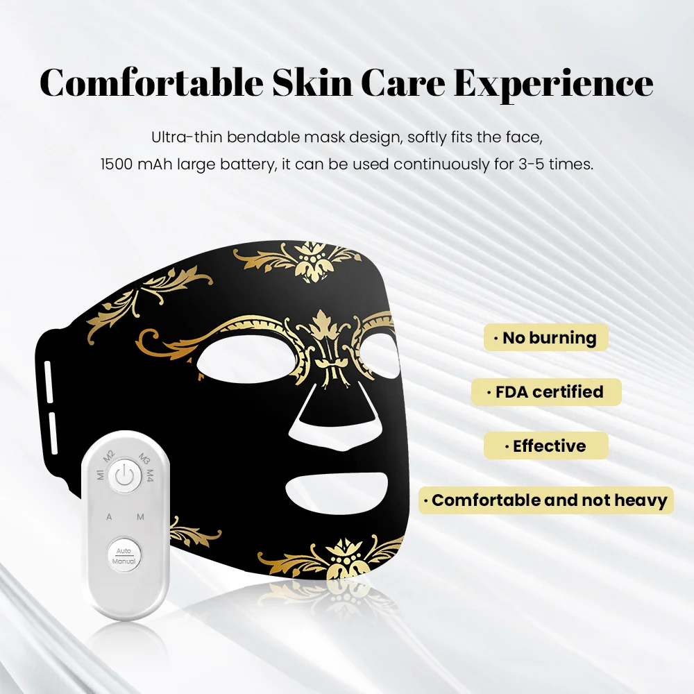 4 in 1 Led Facial Beauty Mask Red Light Therapy Skin Rejuvenation Anti Aging Skin Care Beauty Device Silicone Material LED Mask