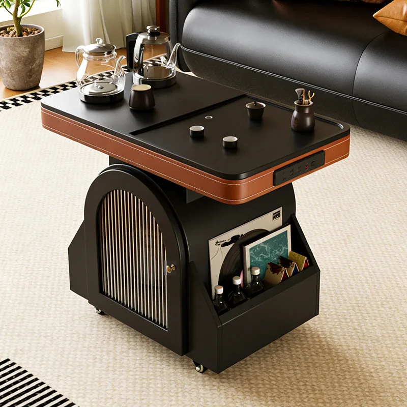 LMM Mobile Coffee Table Table for Living Room and Home Vintage-Style Kettle Integrated Balcony Small Tea Table