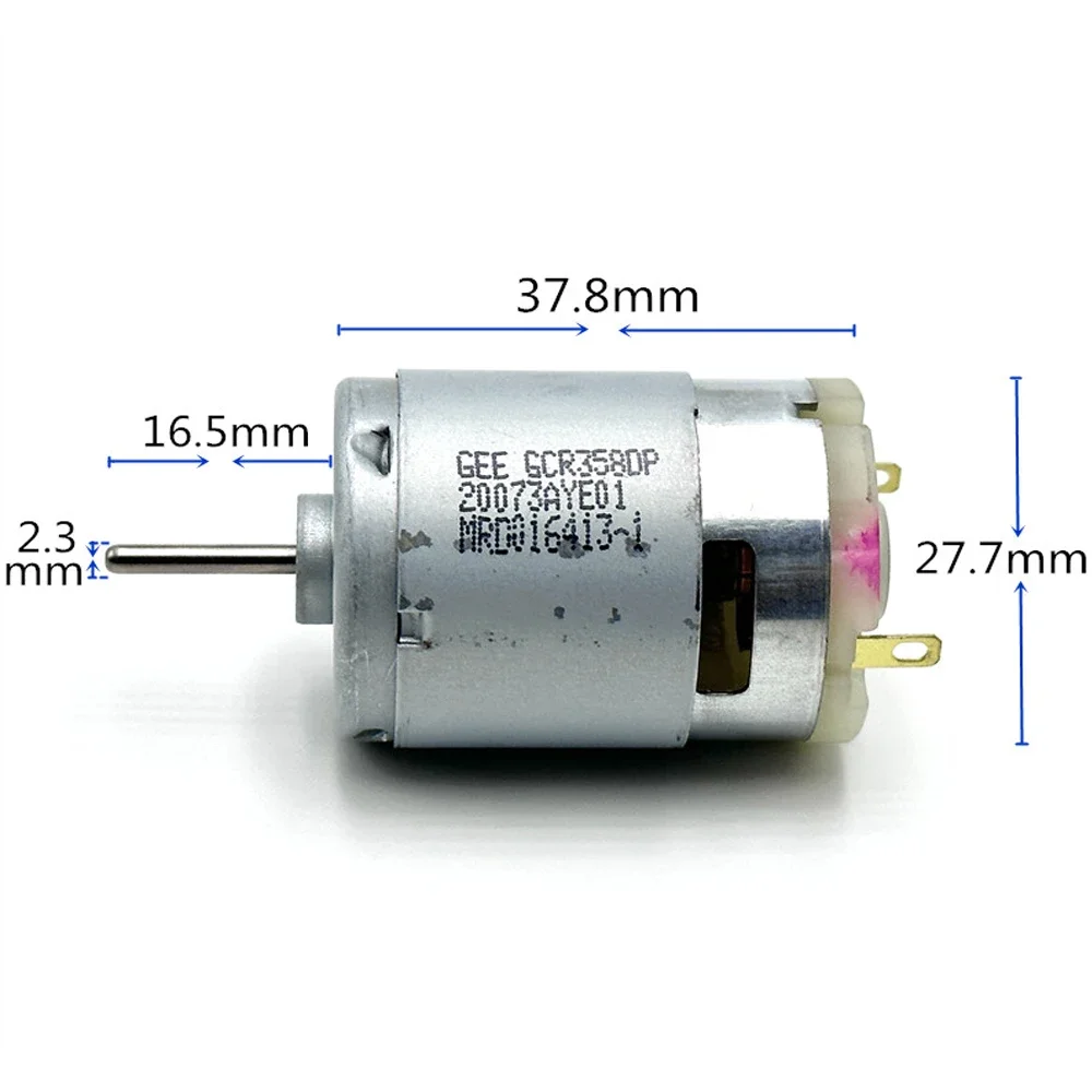 RS-385-2073 Carbon Brush Motor High Speed DC Motor DC 6-24V 19000RPM Small Motor for Ship Model, Car Vacuum Cleaner, Hair Dryer