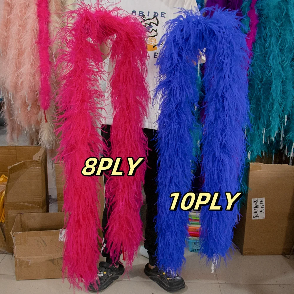 

4 6 8 10 20PLY Colorful Ostrich Feather Boa 2M For Wedding Custome Accessories Craft Supplies Party Dress Decor Plume Decoration