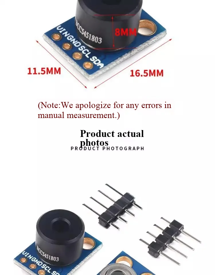 GY-906 MLX90614ESF BAA/BCC/DCI/DAA/DCC IR Infrarot-Temperaturmessungs-Sensormodul – Detail 8
