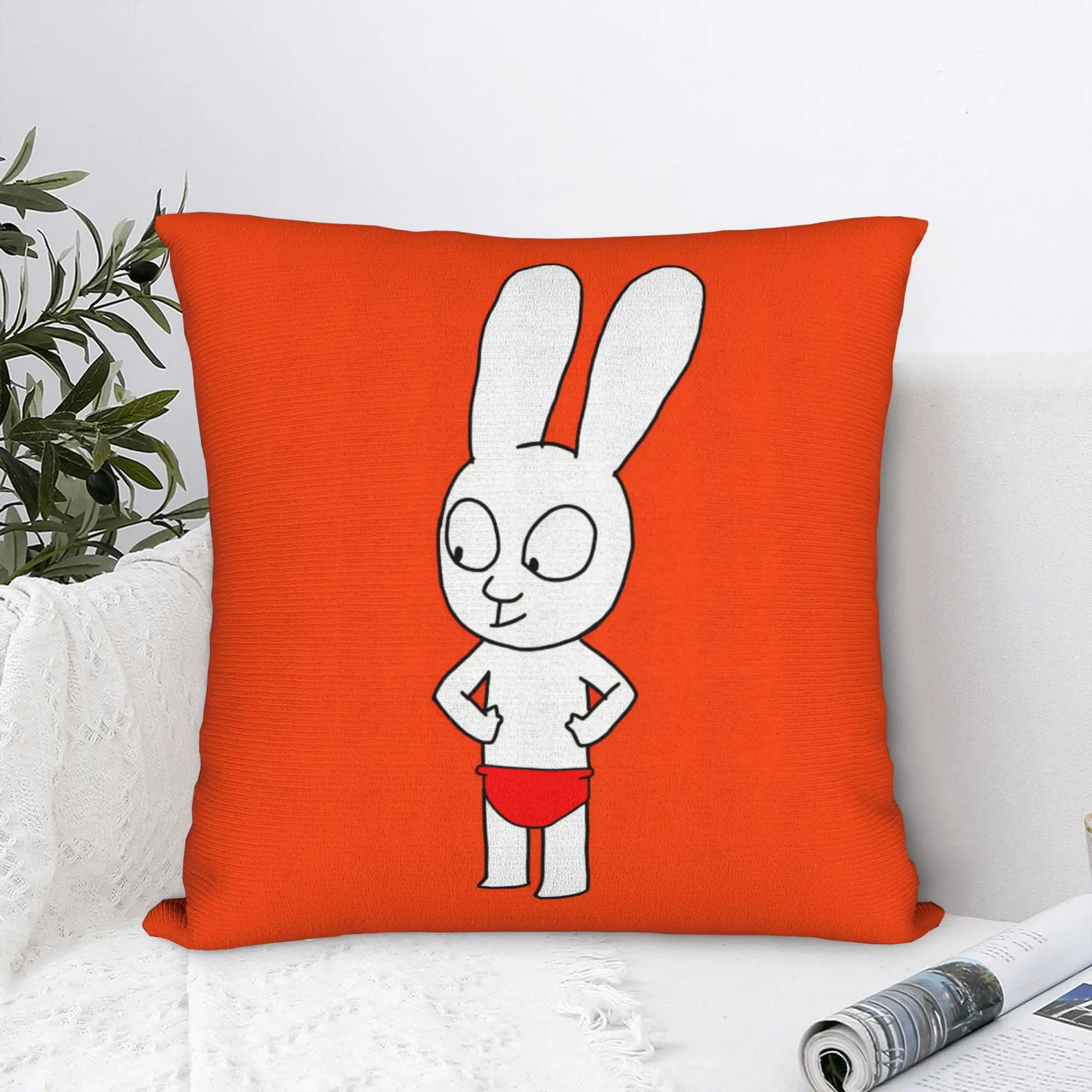Simons Super Rabbit Throw Pillow Cover Polyester Decorative Pillow Cartoon Casual Pillowcover Home Decor