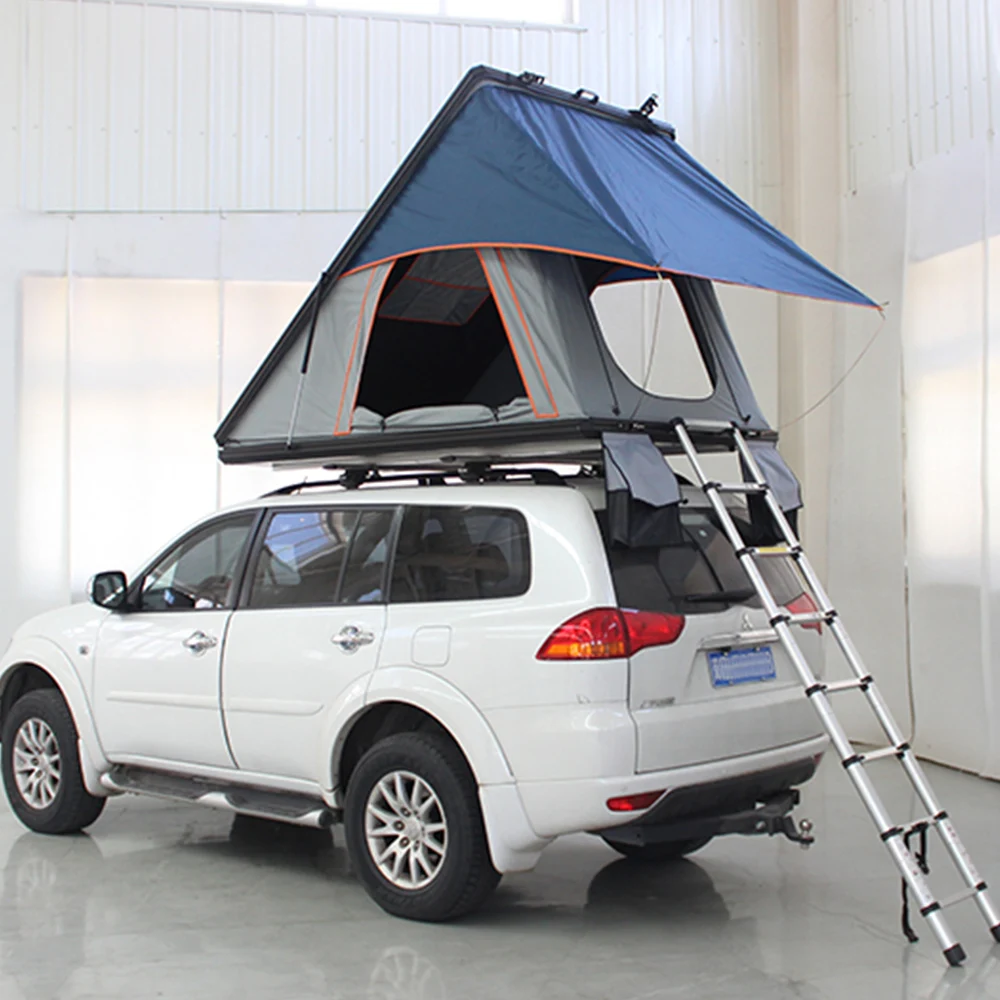Camping Aluminum 3 Person Outdoor Hiking Rooftop Roof Top Car Tent Triangle Hard Shell Top Roof Tent,Customization