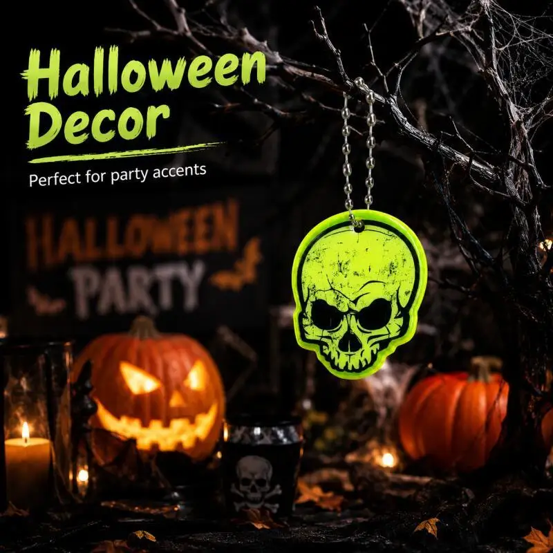 1PC Halloween Skull Keychain Charm, PVC Skull Hanging Ornament for Backpack, Keys, Party Decor