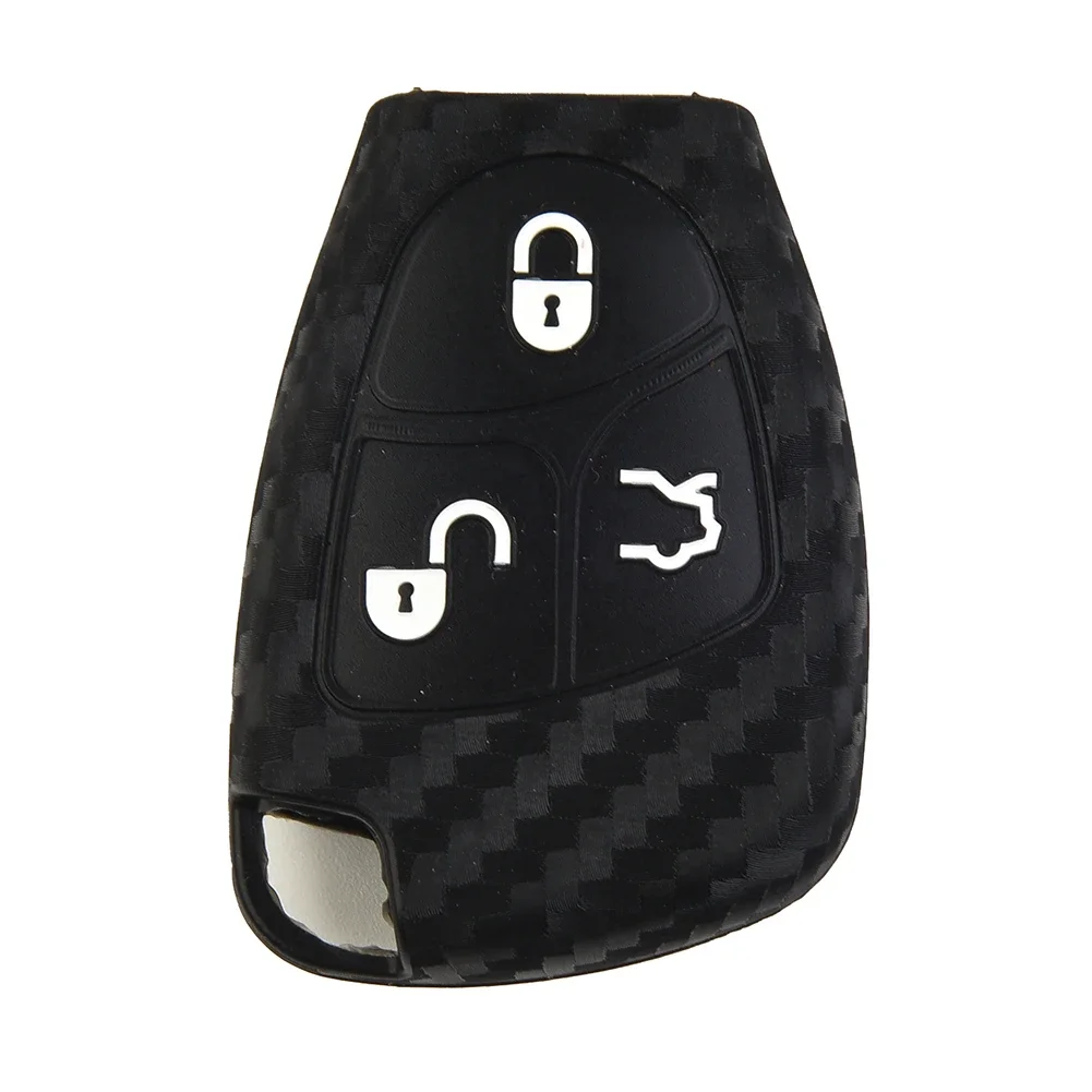 Sophisticated Soft Silicone Car Key Protector in a Unique Carbon Fiber Design Fits Many Popular For Mercedes For Benz Vehicles