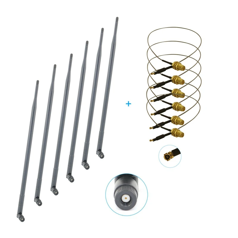 6 Stuks 9dbi 2.4G/5G/5.8G RP-SMA Antenne + 6 U. Fl Kabel Met 3.2Inch Groot Scherm 3G Vector Netwerk Analysator