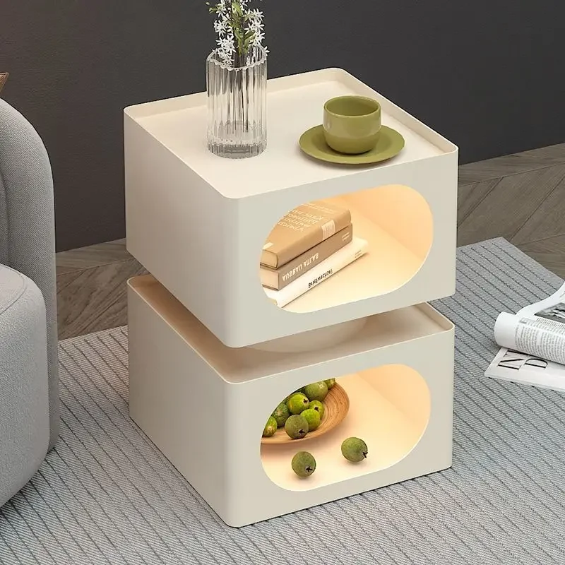 

ABCIndustrial Wind Small Square Table Home Commercial 2-in-1 Coffee Shop Bedroom Coffee Table