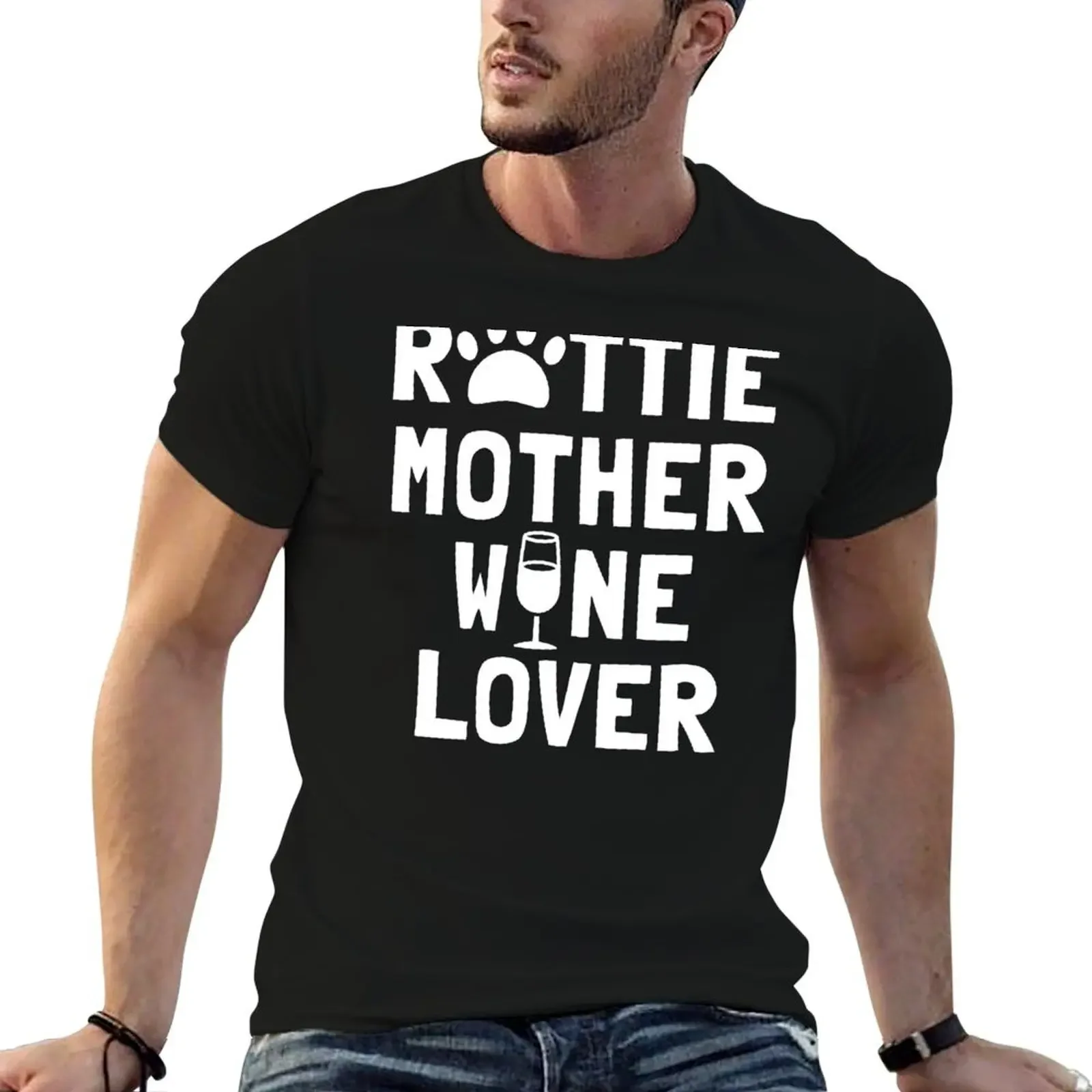 Rottie Mother Wine Lover T-Shirt blanks vintage mens graphic t-shirts pack