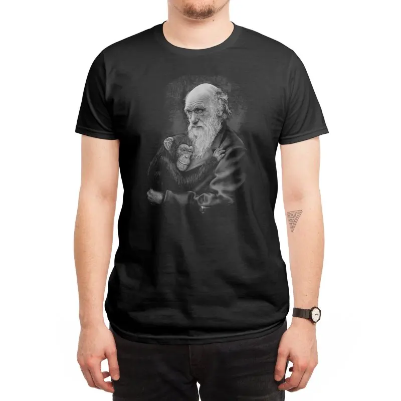 Funny Design Common Descent Darwin Chimpanzee Evolution Theory T-Shirt. Summer Cotton Short Sleeve O-Neck Mens T Shirt New S-3XL