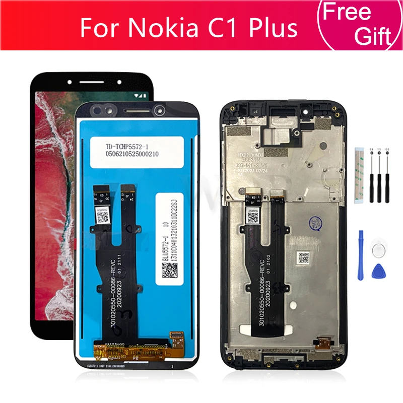 

For Nokia C1 Plus LCD Display Touch Screen Digitizer Assembly TA-1312 Screen With Frame Replacement Repair Parts 5.45"